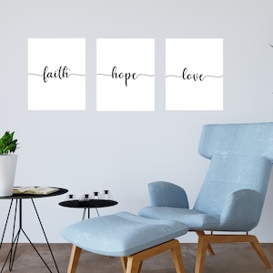 Faith Hope Love 8 x 10 Wall Art Printable Trio