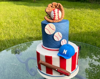 Edible Fondant Baseball Glove, Baseball, Bat and Cap
