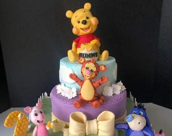 Adorable Edible Fondant Cartoon Bear and Friends