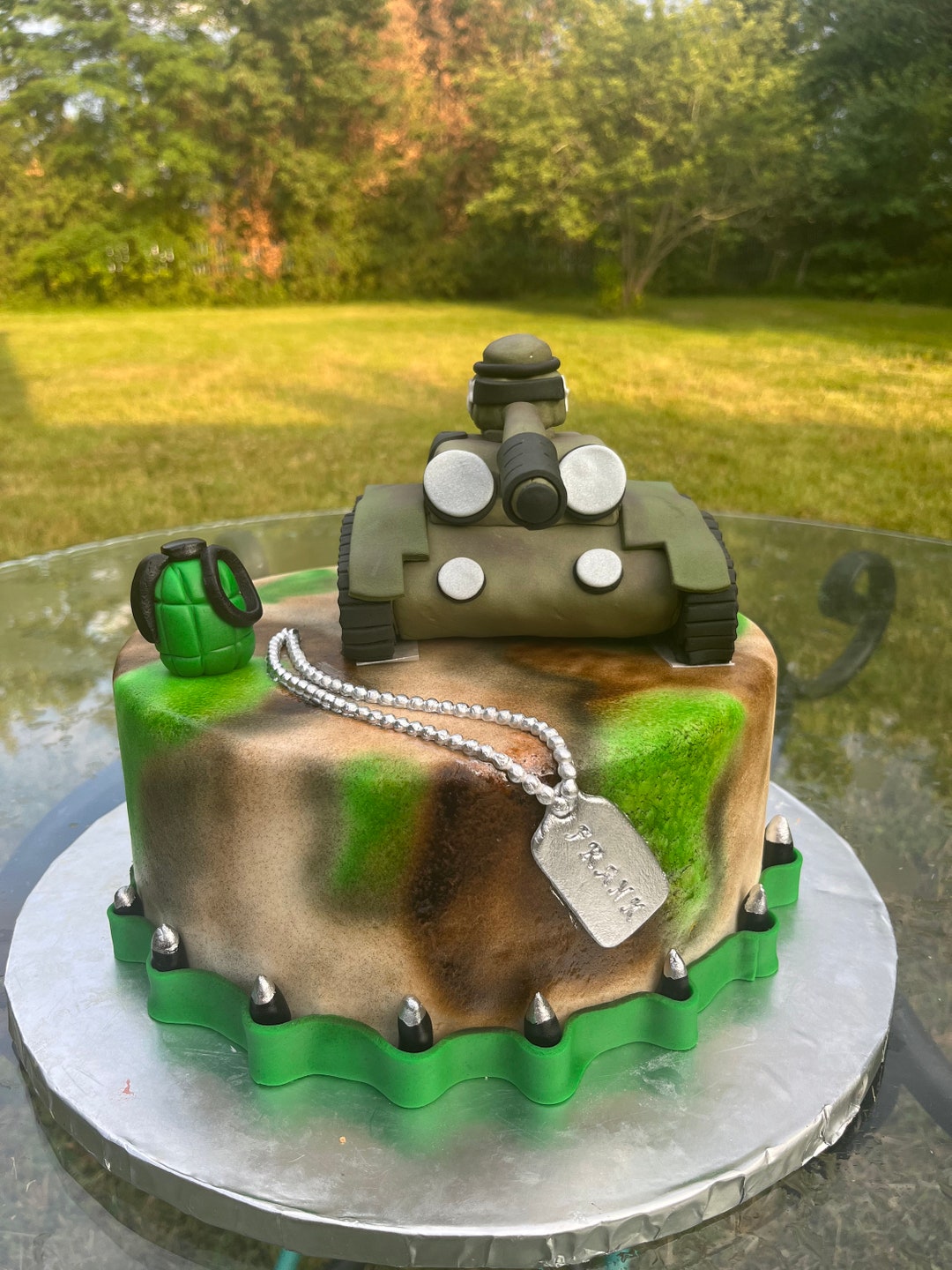 Edible Fondant Tank, Grenade, Tag and Bullet Belt