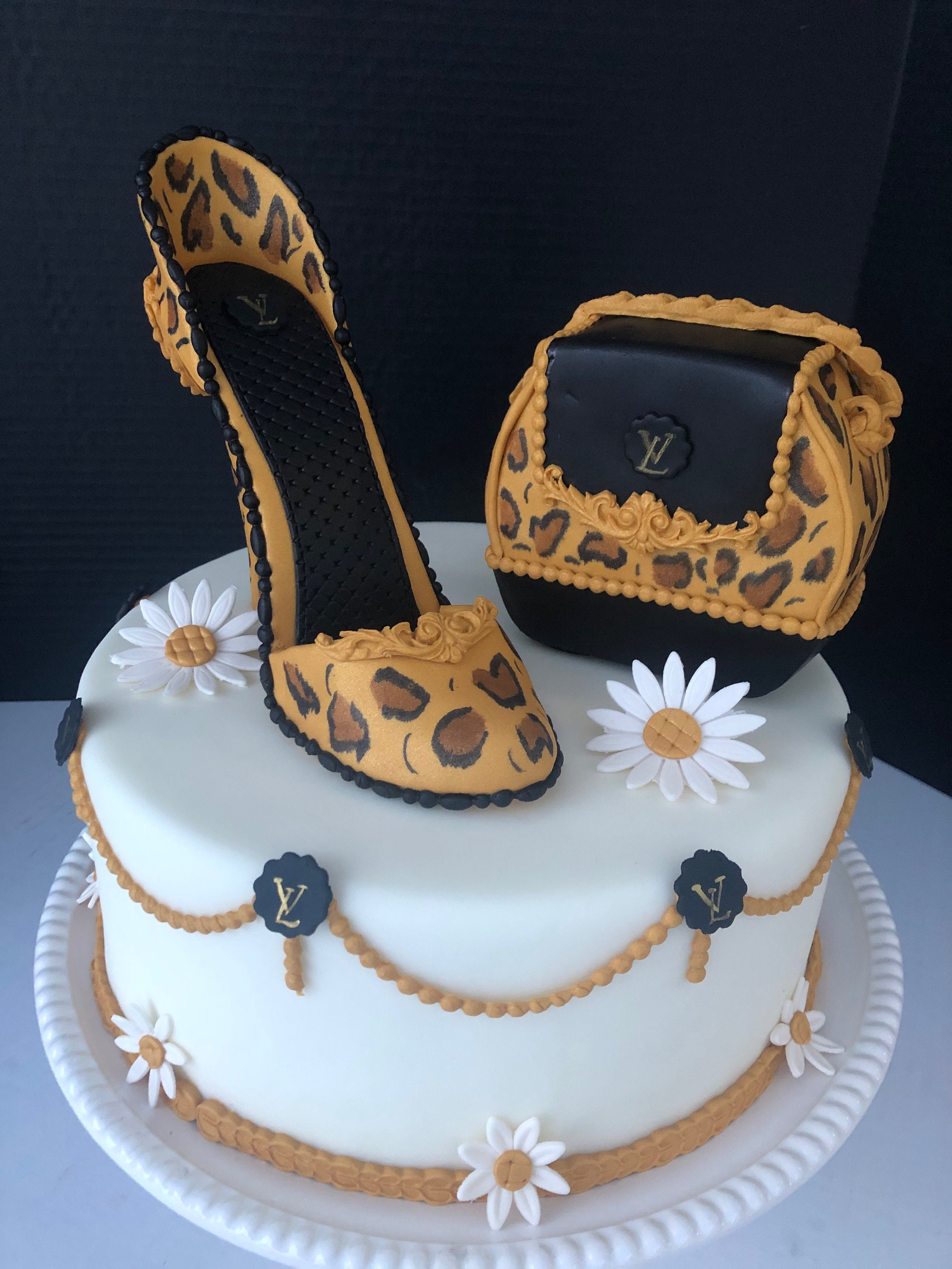 Designer Cakes By Abi - LV cake with make up toppers. . . . . . . . Edible  print: @edible.print . . . . . . . . #redvelvetcake #creamcheesefrosting # louisvuitton #