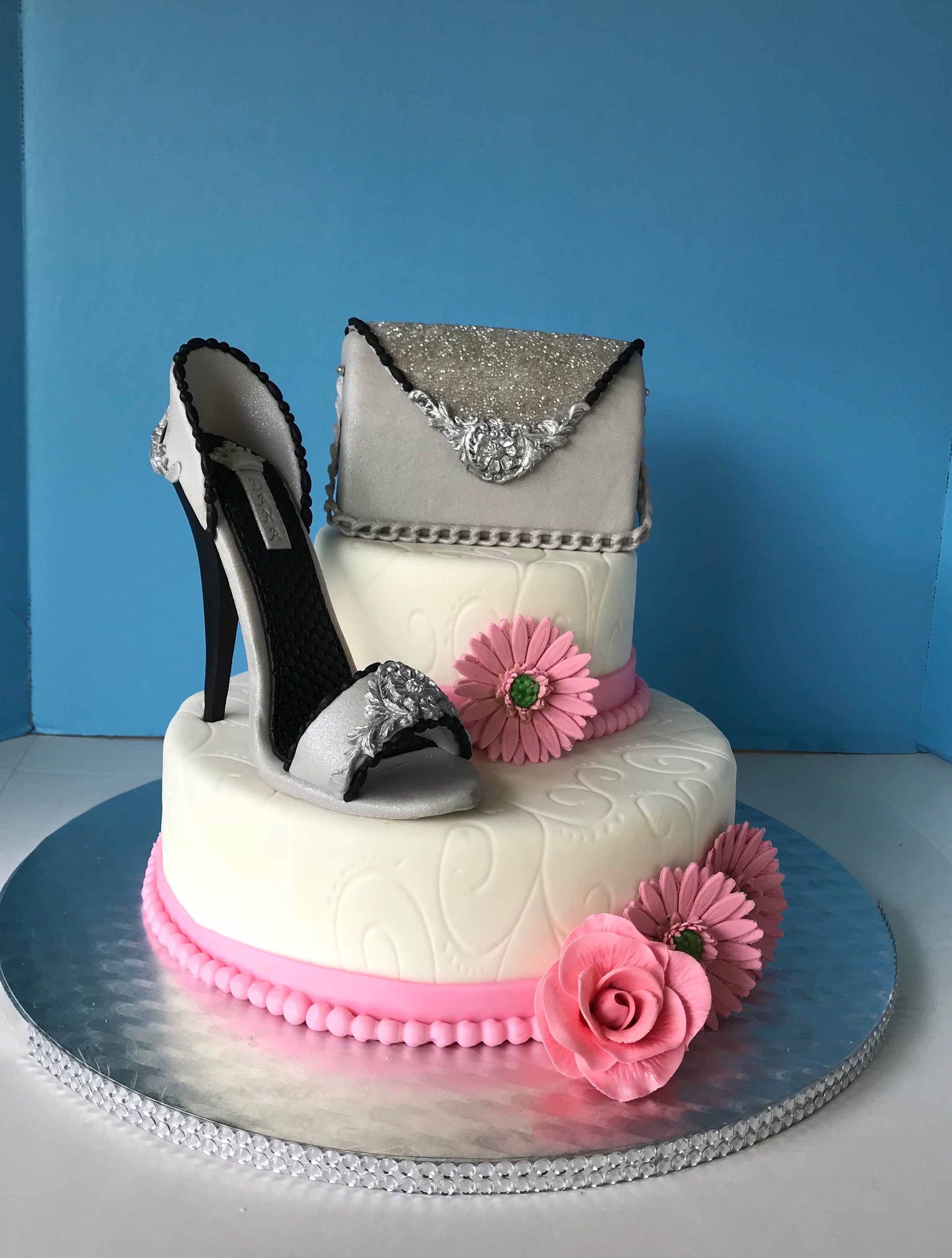 Sparkly Glitter Red Sole High Heel Card Cake Topper – House of Cakes
