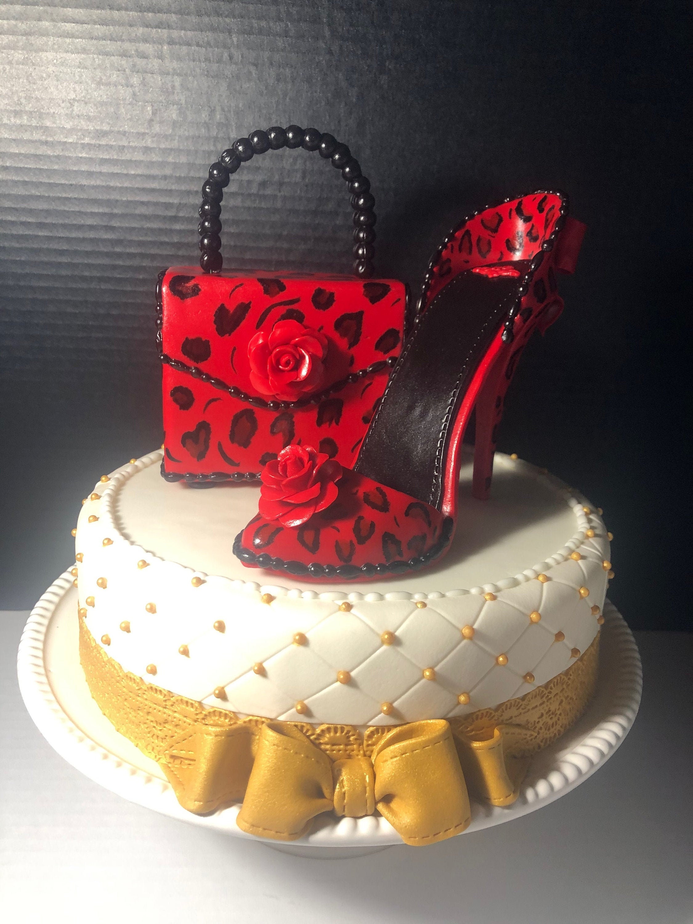 Louis Vuitton Birthday Cake with Edible Handbag Cake Toppers