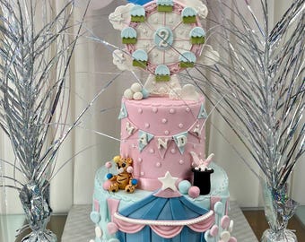 Edible Sugar Paste Carousel and Circus Theme Cake Toppers