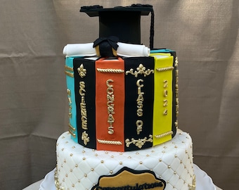 Edible Fondant Graduation Cap, Diploma and Banner