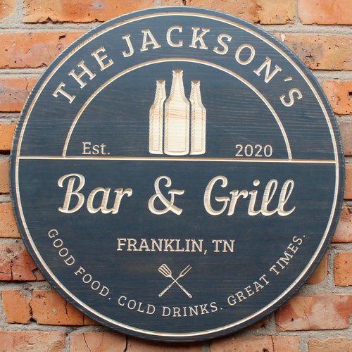 Custom Bar and Grill Sign Bar Sign Personalized Sign Bar Etsy