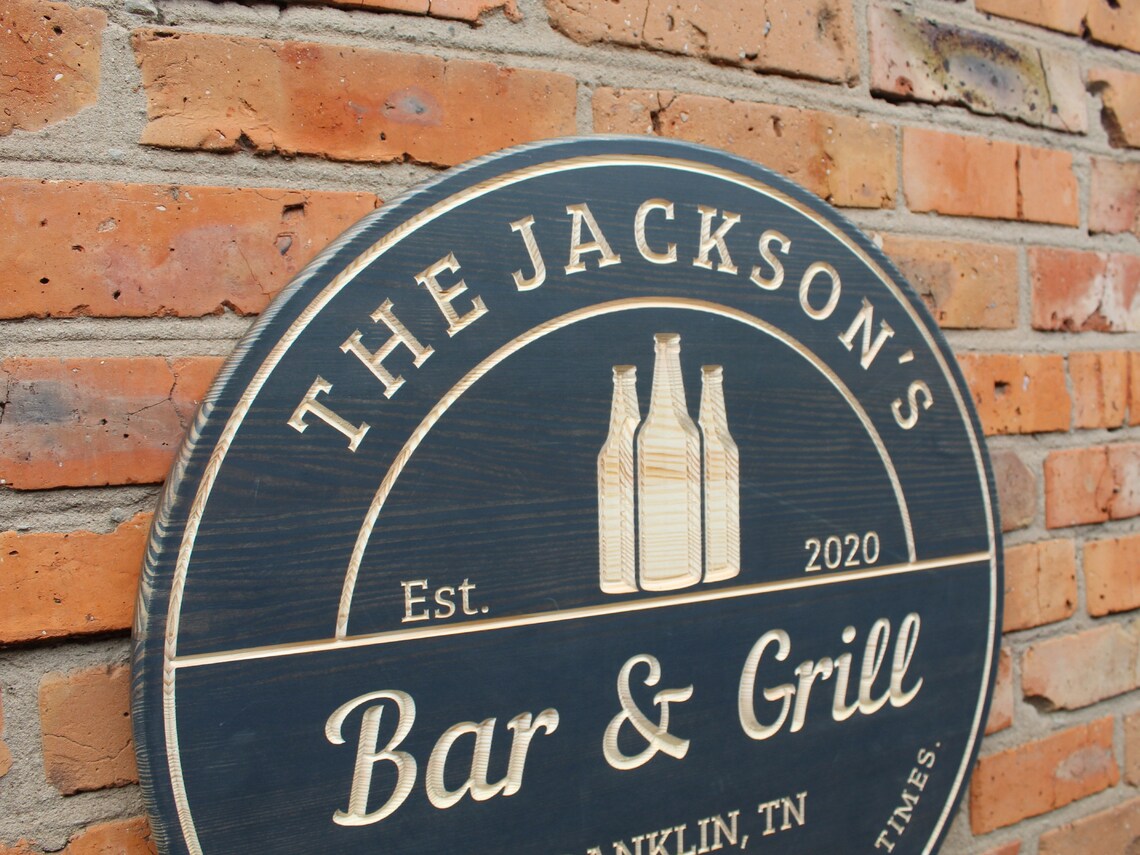 Personalized Bar and Grill Sign Custom Bar Sign Personalized Etsy