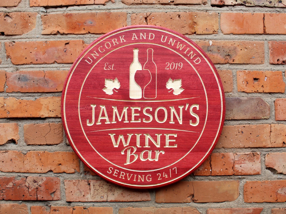 Personalized Wine Bar Sign Custom Wine Sign Personalized Etsy