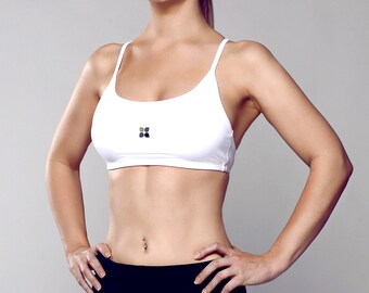 Yoga Sport Bra | White Sport Bra | Yoga City Vegas Sport Bra | Lightweight All Direction Stretch Machine Washable Sport Bra | Womens Yoga