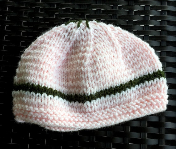 Hand Knit Pink Striped Chunky Beanie Striped Mohair Beanie - Pink Mohair Hat for Women - Hand  main image 2