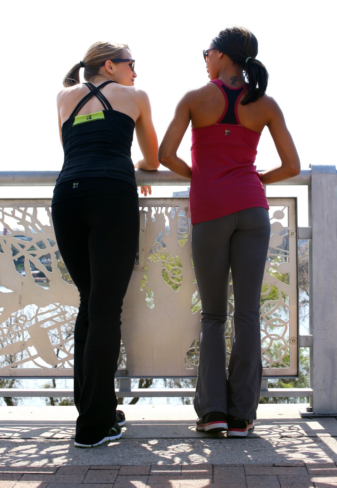 Grey Womens Boot Cut Yoga Pants Foldover Waist, Cotton