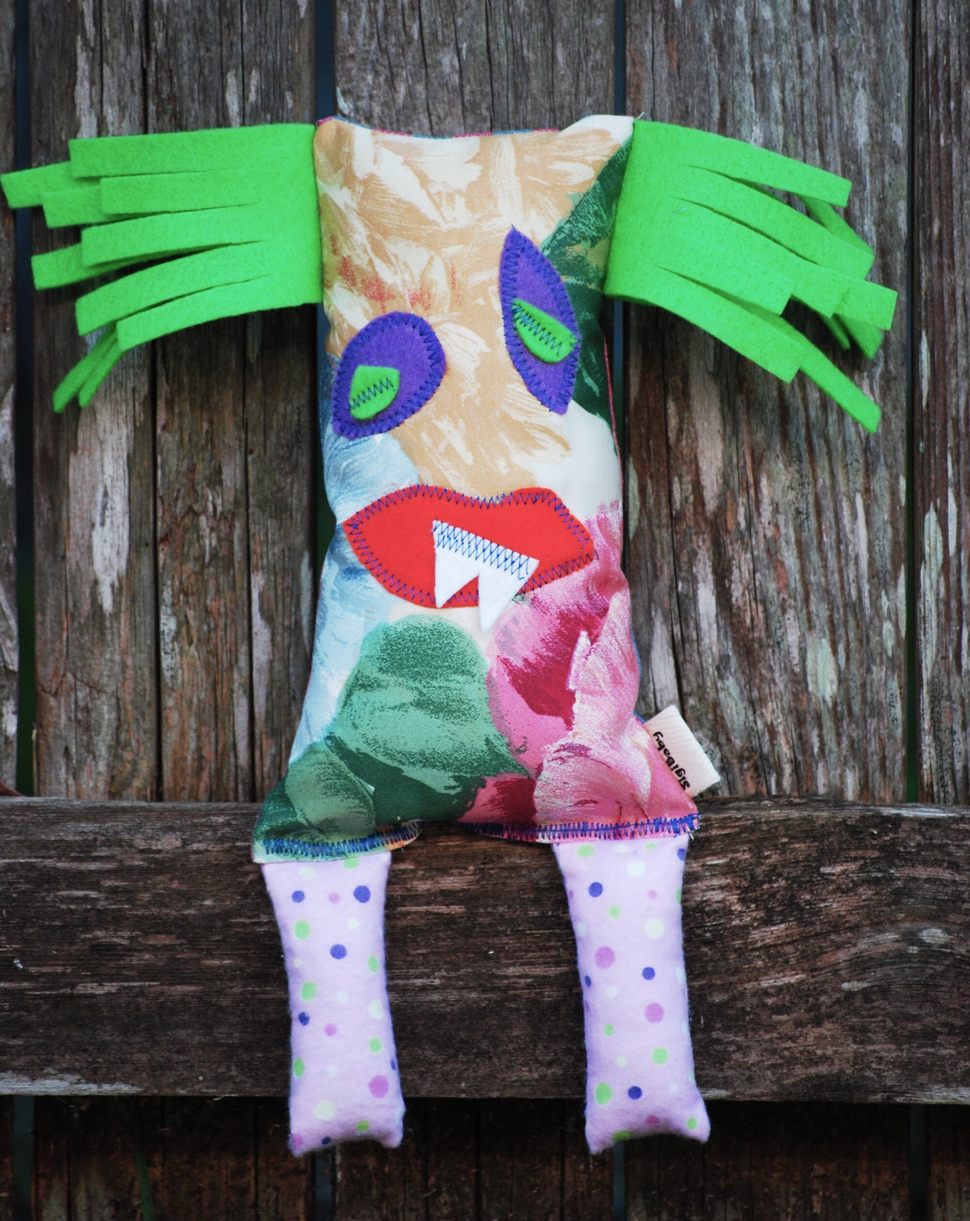 Little Monster Plush Toy "Gretel" | One of a Kind | Handmade Kids Gift | Recycled Fabric Plush Kids Toy | Stuffed Handmade Monster Doll