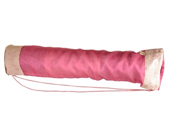 Pink Yoga Mat Bag: Sari-Inspired Exercise Mat Carrier