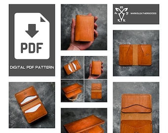 Arkano leather wallet PDF pattern, wallet template, cardholder template, minimalist wallet pattern, slim wallet pattern, leather PDF pattern