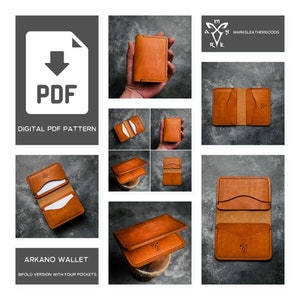 Patrón PDF cartera piel Arkano, plantilla cartera, plantilla tarjetero, patrón cartera minimalista, patrón cartera delgada, patrón PDF cuero