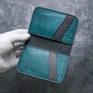 Cartera Khaos - Ortensia / Cartera plegable de cuero hecha a mano con cuero italiano de primera calidad / Hecho en Ro