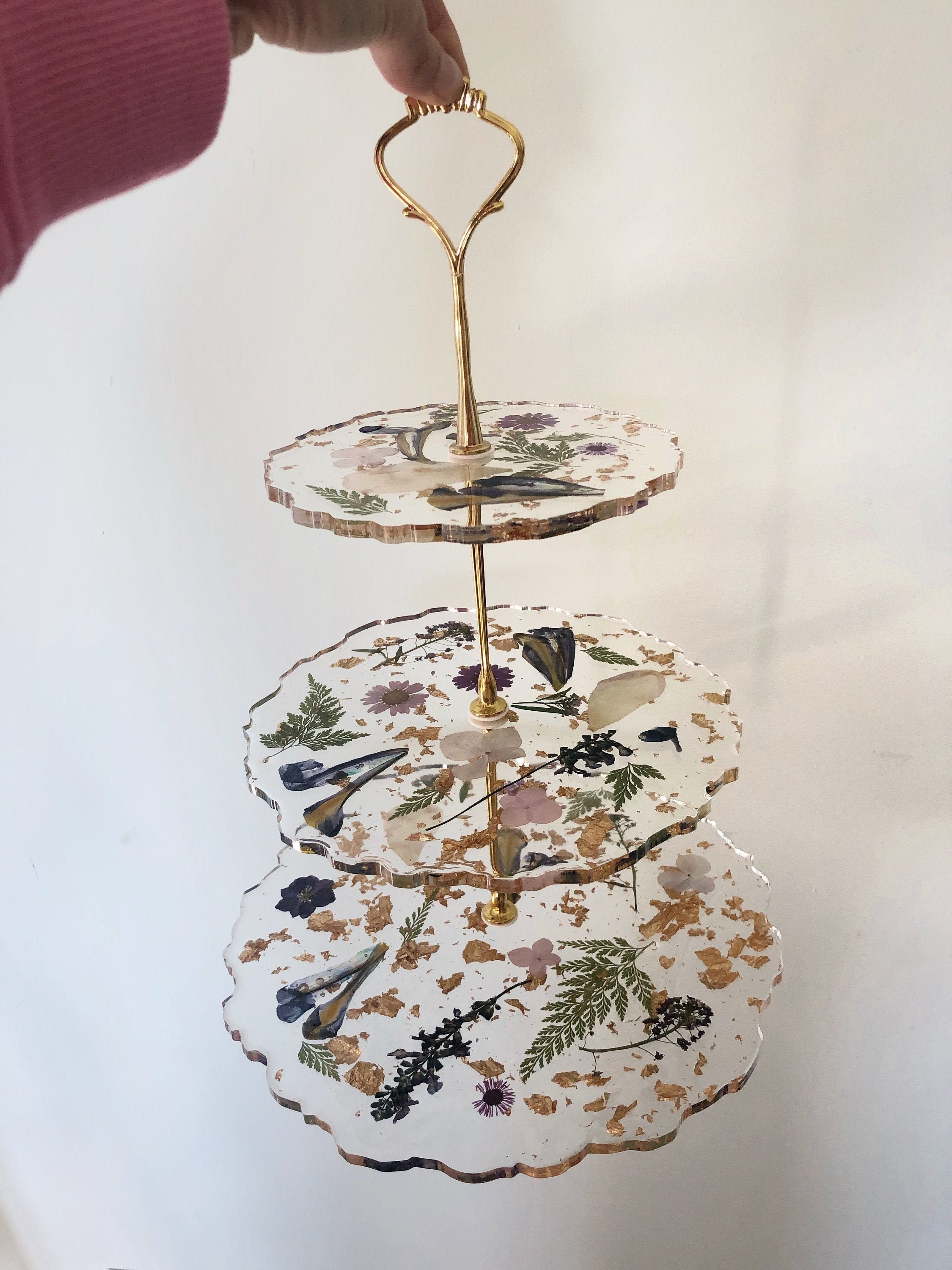 3 Tier Cake Stand with real flowers afternoon tea cupcake Etsy