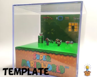Super Mario World | 3D Diorama Cube | TEMPLATE