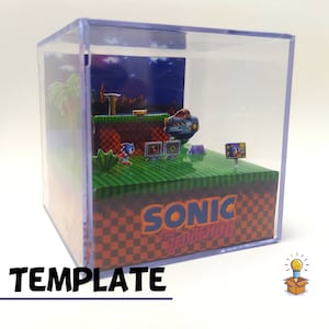 Sonic The Hedgehog | 3D Diorama Cube | TEMPLATE