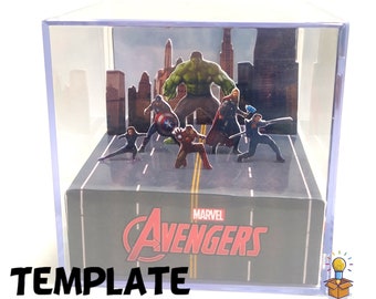 The Avengers | 3D Diorama Cube | TEMPLATE