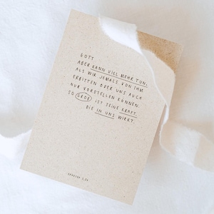 Christliche Postkarte: Bibelvers "Epheser 3,20" l Graspapier