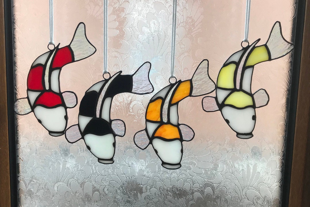 Stained Glass Koi Carp, Rear View Mirror Ornament, Garden Pond Ornament