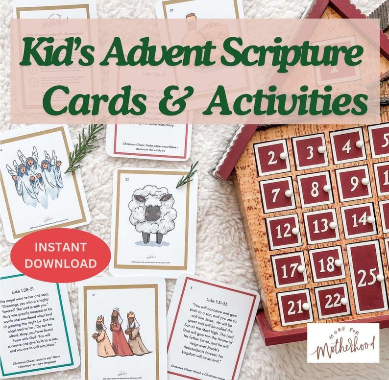 PRINTABLE Christmas Advent Cards With Scripture, Illustrations and ...