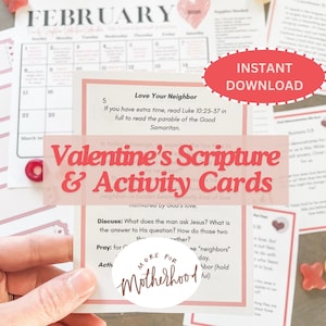 Printable Christian Valentine Scripture & Activity Cards for Family Devotions/Kids Faith Activities (PDF Download)