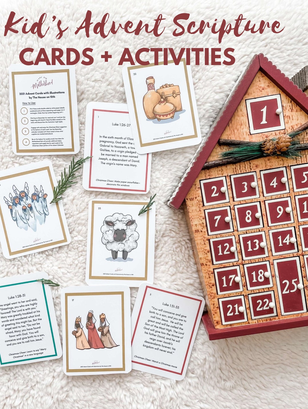 PRINTABLE Christmas Advent Cards With Scripture, Illustrations and ...