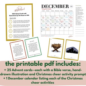 PRINTABLE Christmas Advent Cards With Scripture, Illustrations and ...