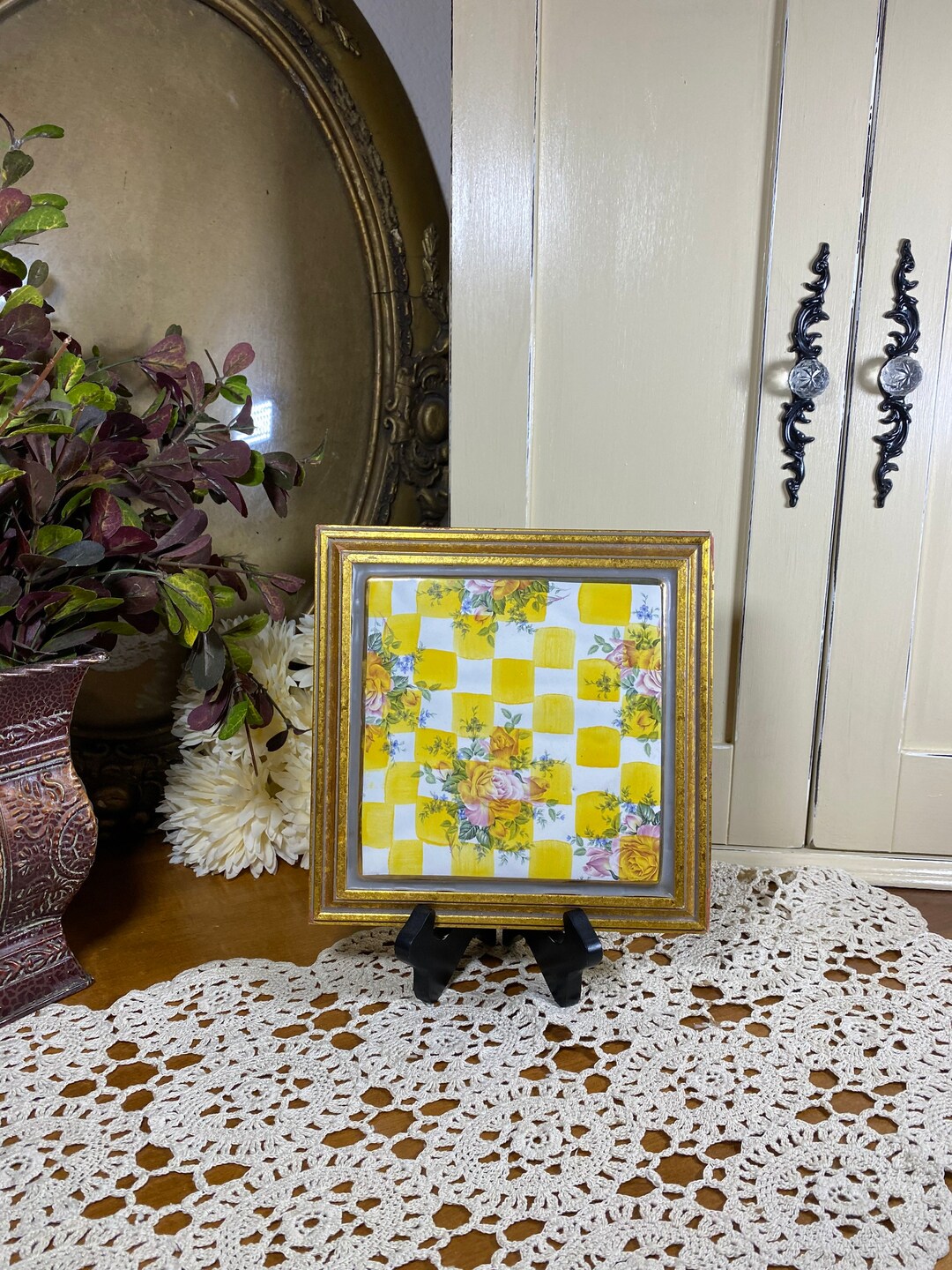Mackenzie Childs Retired Vintage Yellow Honeymoon Pattern 8 Etsy