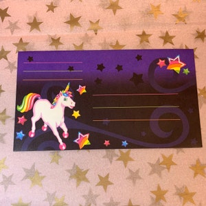 1 Lisa Frank DreamWriters Markie Unicorn Vintage Papelería sobres Estándar LF Tamaño Troquelado Rainbow Stars