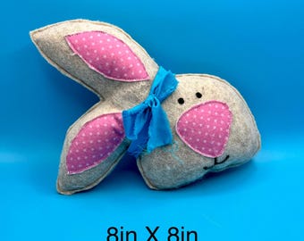 Handmade 8x8 Bunny Shelf Sitter – Soft Felt Spring Decor