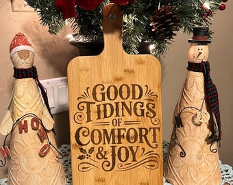 Laser Engraved Good Tidings Cutting Board