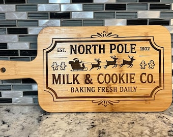 Laser Engraved North Pole Christmas Cutting Board