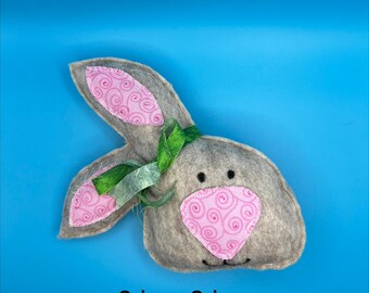 Handmade 8x8 Bunny Shelf Sitter – Soft Felt Spring Decor