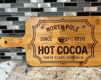 Laser Engraved Hot Cocoa Cutting Board