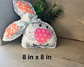 Handmade Floral Bunny Decor – Cottagecore Easter Shelf Sitter
