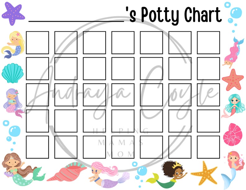 PRINTABLE Mermaids Potty Training Chart - Digital Instant Download - Etsy
