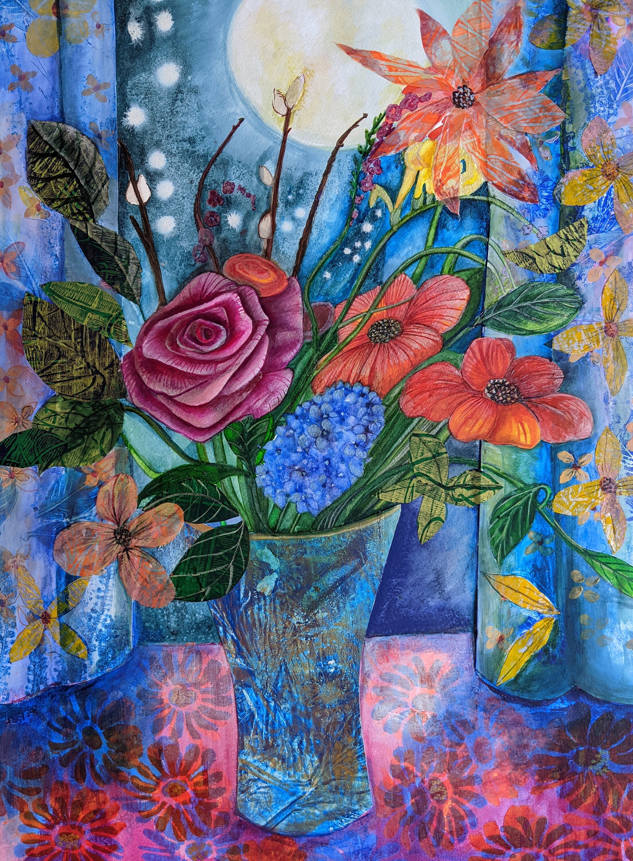 Roses In the Moonlight original art work Roses moonlight Etsy