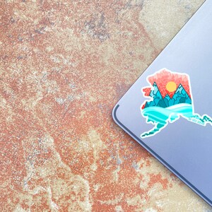 Alaska Mosaic Sticker, Ocean Sticker, Alaska Decal, Alaska Midnight Sun Sticker, Laptop Sticker, Water Bottle Sticker, Alaska State Sticker