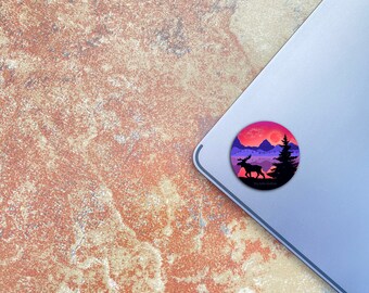 Moose Sunset Sticker, Alaska Decal, Mountain Adventure