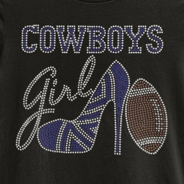 Cowboys Girl Crew neck Short Sleeve, Stiletto, Cowboys Diva, Bling Women's shirt, Cowboys tshirt ,  women's football tshirt tailgating shirt