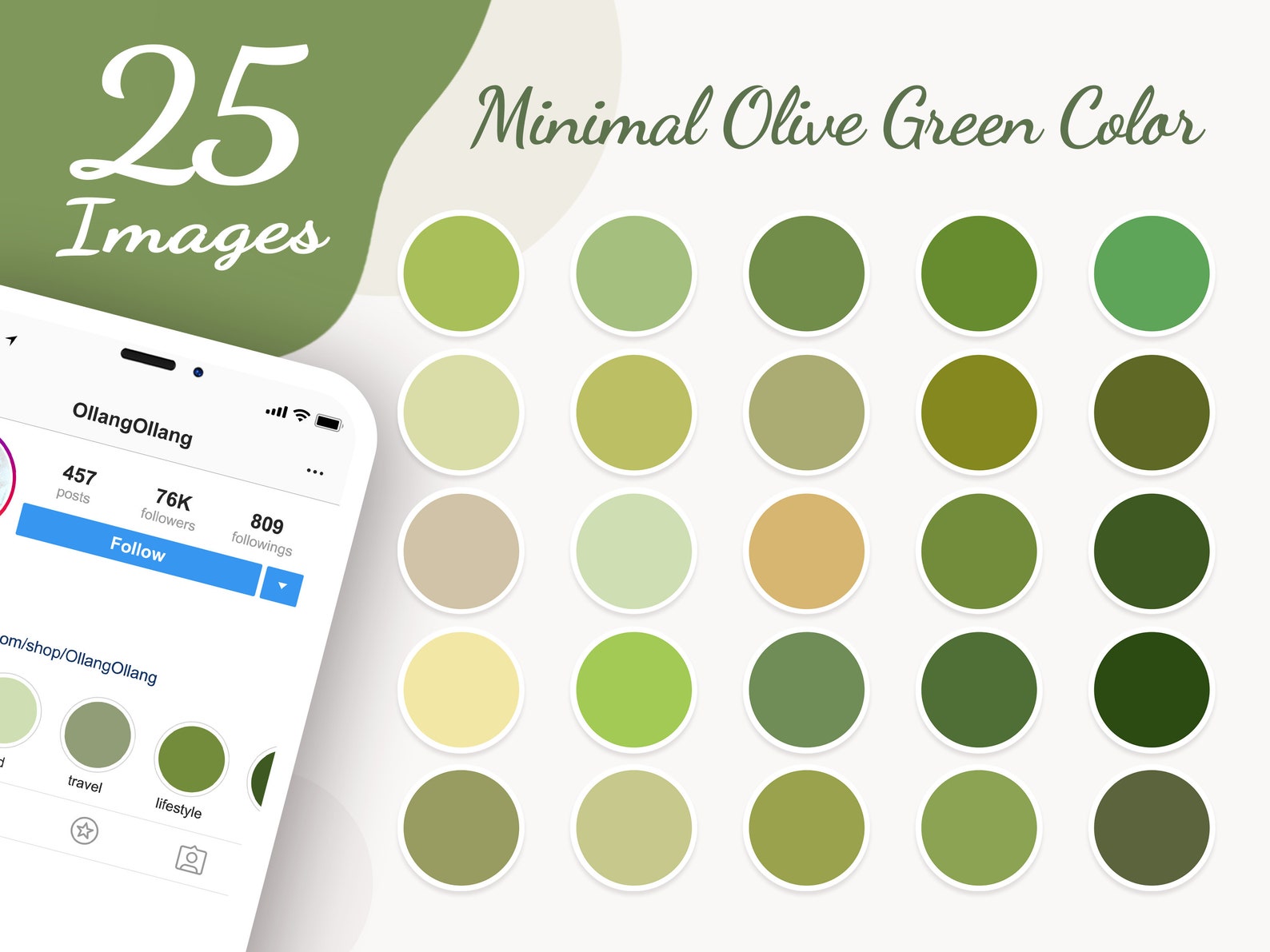 25 Minimal Olive Green Color Instagram Highlight Covers - Etsy