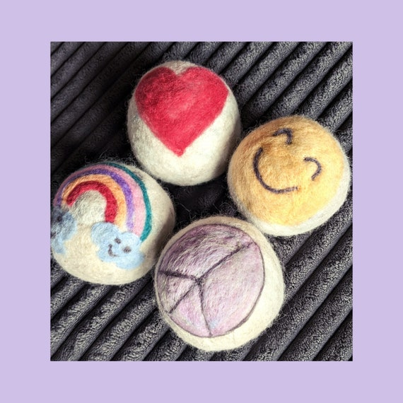 Felted wool online dryer balls etsy