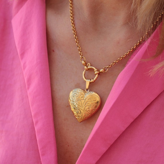 Locket Heart Necklace, Vintage photo Heart Necklace, Stainless Steel Necklace