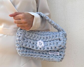 Flap Bag Handmade Crochet Bag, Mini Shopper Bag, Summer and spring bag, Trendy crochet bag, Gift for her