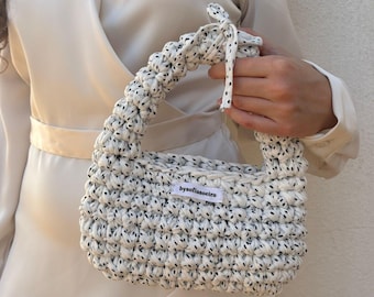 Polka dot bag, Handmade Crochet Knitted Bag, Hobo Bag, Cute Crochet bag, Trendy crochet bag, Chunky crochet bag, Gift for her