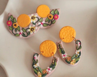 Polymer Clay Flower Earrings, Flower Earrings, Gifts for her, Colorful earrings