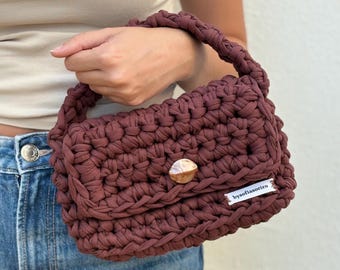 Mocha Mousse Handmade Crochet Bag, Mini Shopper Bag, Earth tones Trendy crochet bag, Gift for her